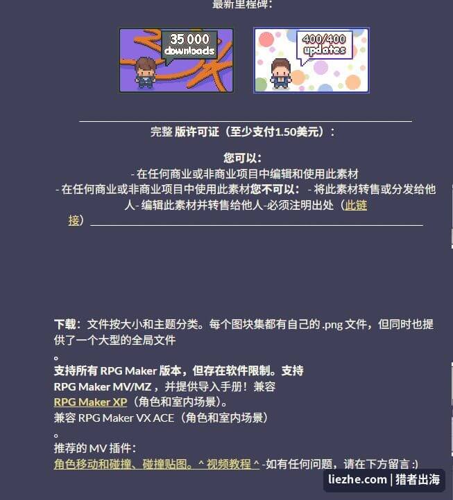 itch.io素材包授权说明license示例:可商用、不可转售