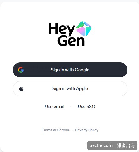 HeyGen注册登录页面,支持谷歌账号和邮箱登录