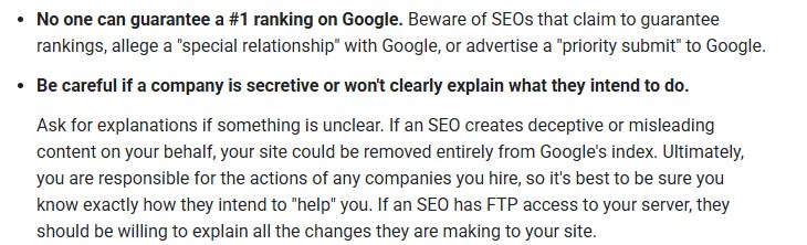 Google官方Do you need an SEO页面原文：No one can guarantee a #1 ranking on Google