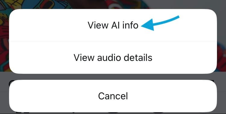 帖子菜单里的View AI info选项