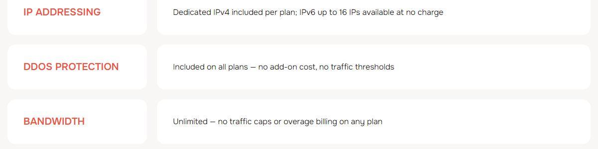 AlexHost拉斯维加斯VPS页规格:BANDWIDTH Unlimited,DDoS防护全部套餐包含,IPv6最多16个免费