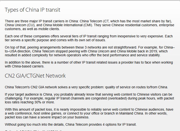 搬瓦工官网CN2 GIA/CTGNet说明页:中国三大运营商、2019年电信停止与联通移动互联、晚高峰丢包30%以上