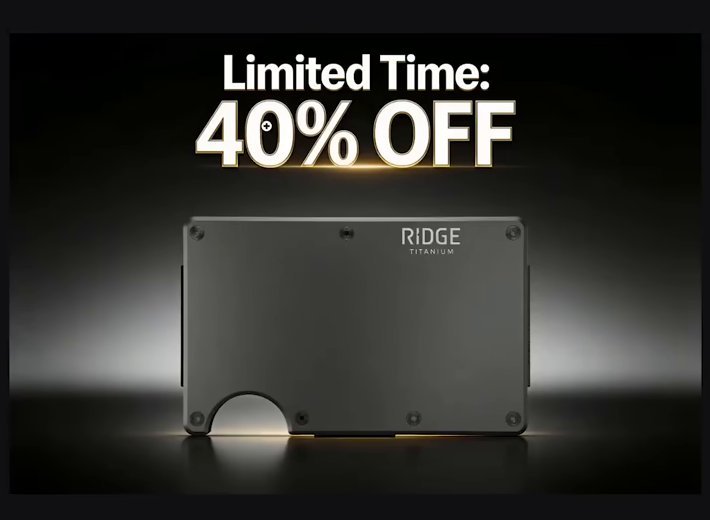 用一张钱包产品图生成的Limited Time: 40% OFF折扣广告