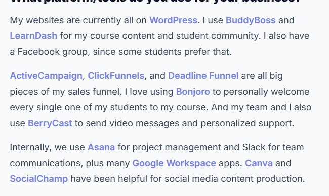 Jacques 2022年用的工具:WordPress、LearnDash、BuddyBoss、ActiveCampaign、ClickFunnels、Deadline Funnel