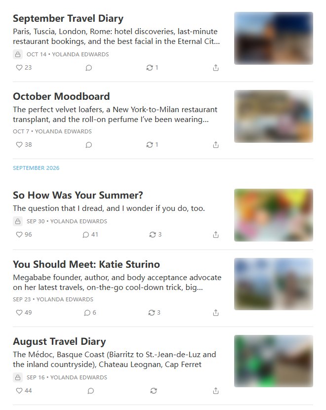 Club Yolo存档列表：带锁的Travel Diary是付费帖，Moodboard是免费帖