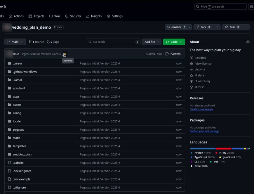 用SaaS Pegasus生成的私有GitHub仓库，带.cursor、.github/workflows、apps等目录
