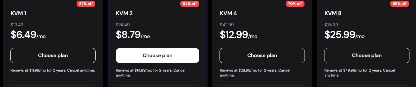 Hostinger印度VPS页价格:KVM 1 $6.49/月、KVM 2 $8.79/月、KVM 8 $25.99/月,下面写2年后按续费价